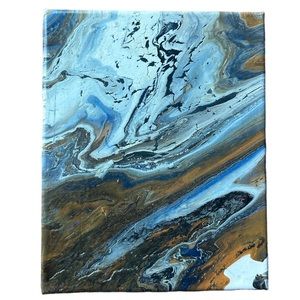 Gold and Blue Marble Painted Canvas Print